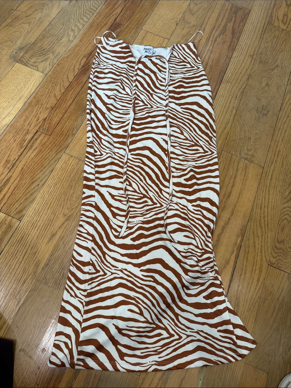 Princess Polly Rust and White Zebra-Print Maxi Slip Skirt